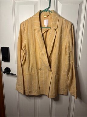 EUC Lauren Conrad Yellow Pinstripe Relaxed Blazer